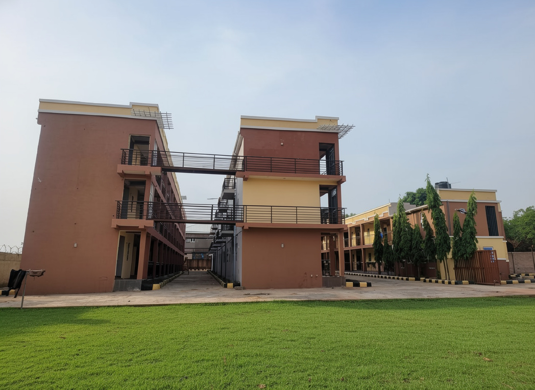 Campus courtyard and lawn